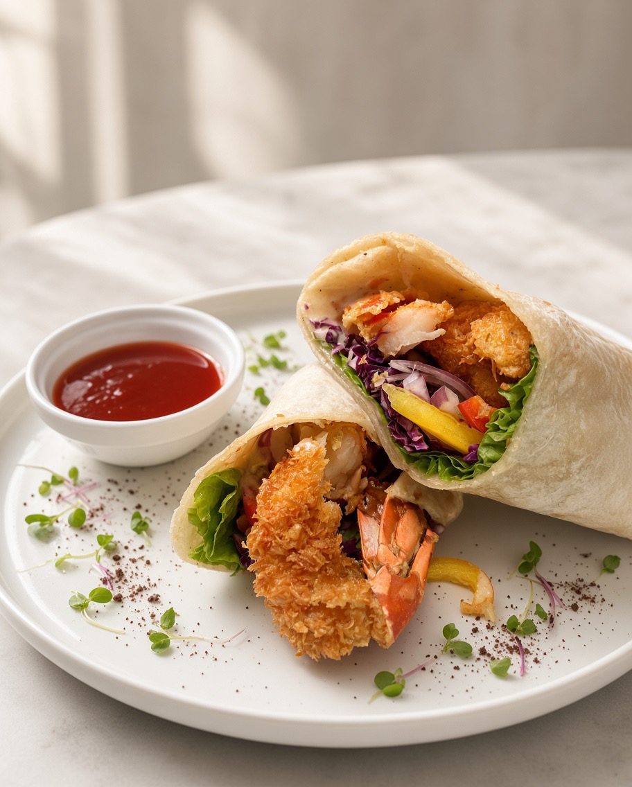 Crispy prawn wrap with slaw and sweet chilli sauce at Taprobane Table, Colombo