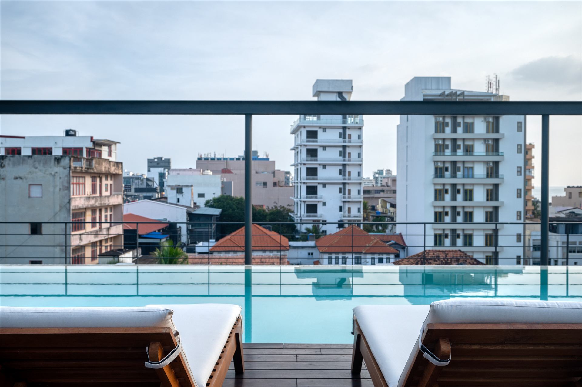 View over Colombo rooftops from the pool deck